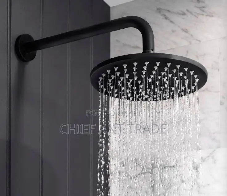 Black Shower Arm / Shower Head. 9"