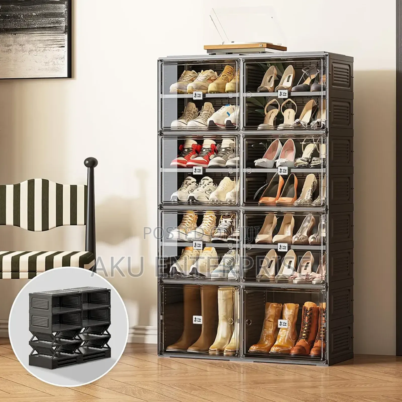 Foldable Shoe Organizer for Closet, Shoe Storage With Door