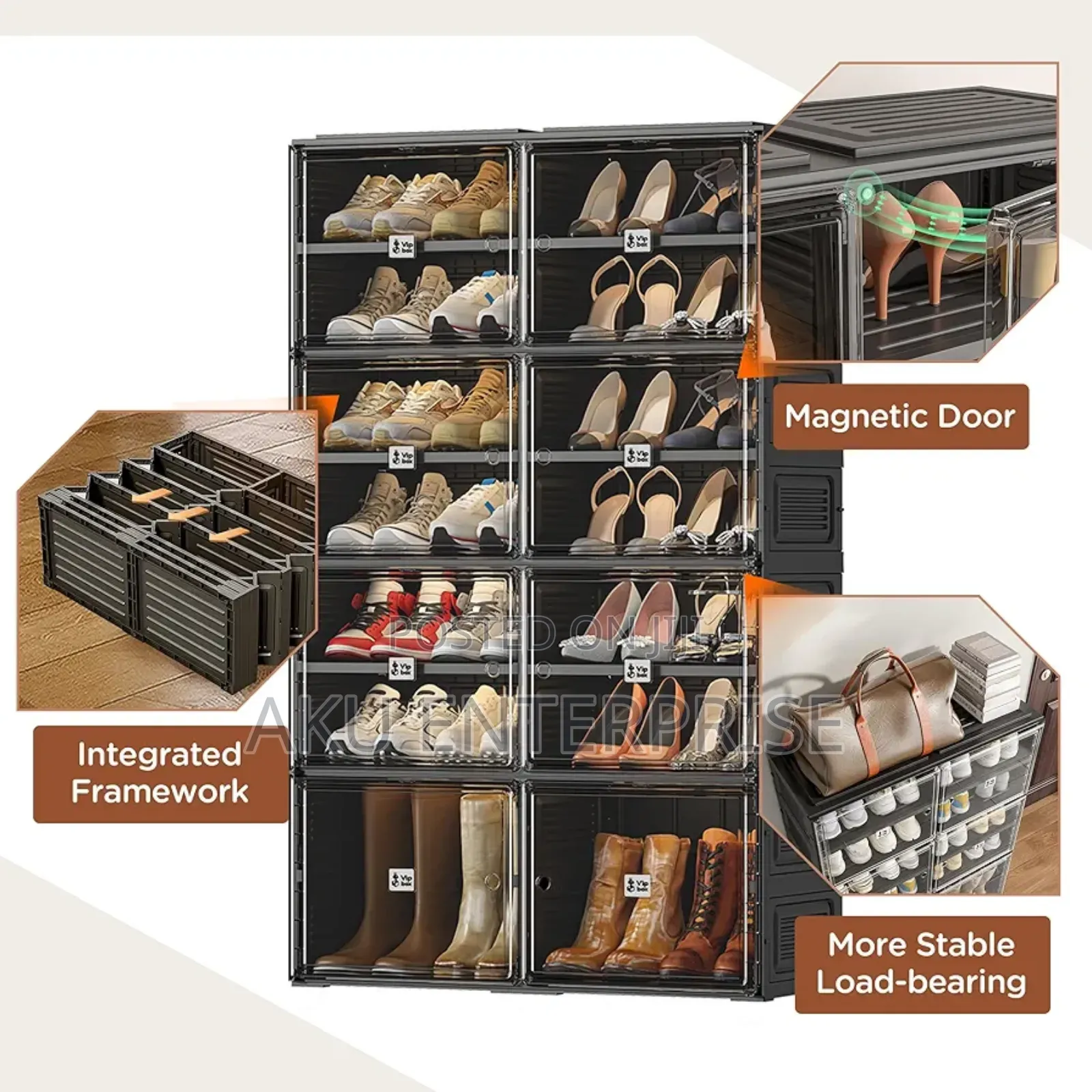Foldable Shoe Organizer for Closet, Shoe Storage With Door