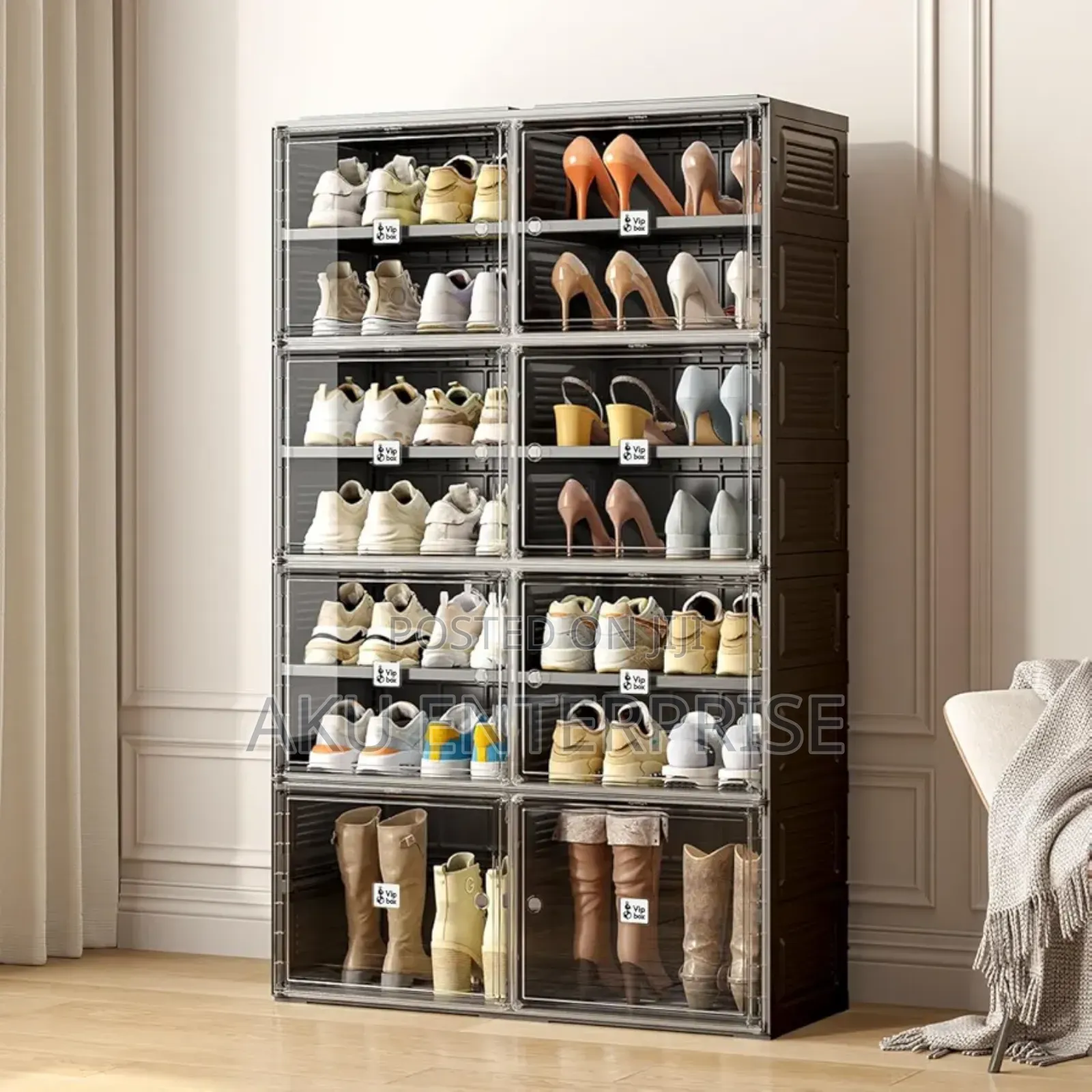 Foldable Shoe Organizer for Closet, Shoe Storage With Door