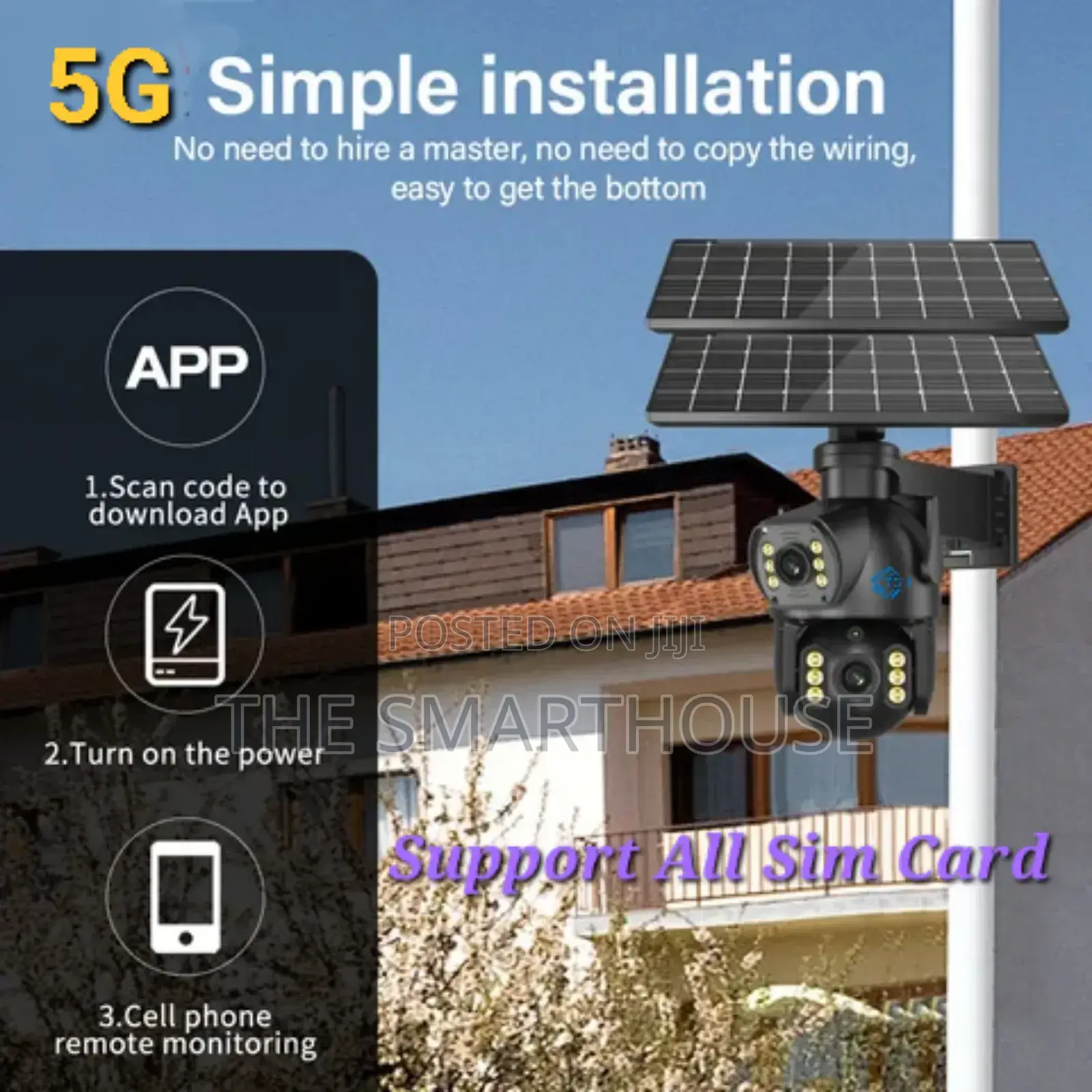 Smart 5g Solar Dual CCTV Camera (Support All Sim Card)