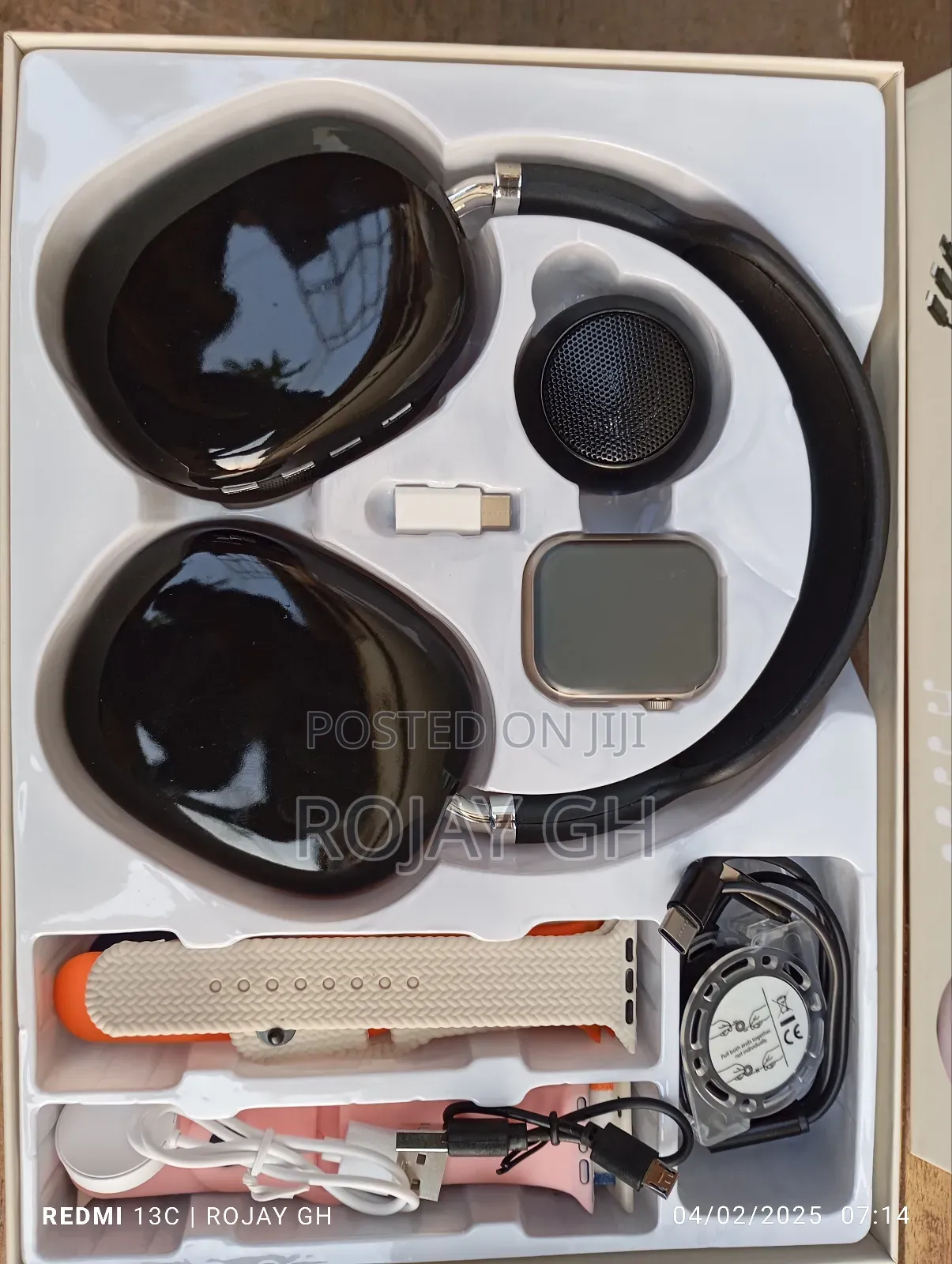 D-P9 Smart Watch With Headphone, Bt Speaker Combo - Black