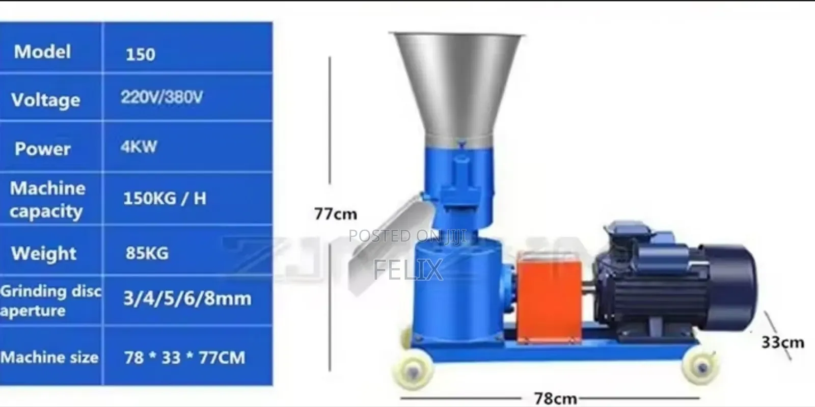150 Kg Capacity Pellet Machine Dogs Sheeps,Cattle Rabbit