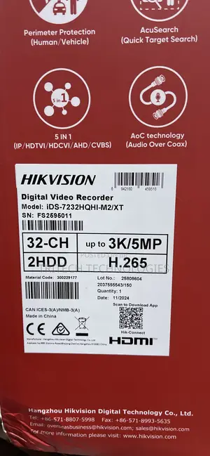 Hikvision 32ch Ids-7232hqhi-M2/Xt DVR /5mp Acusense Ai 2hhd