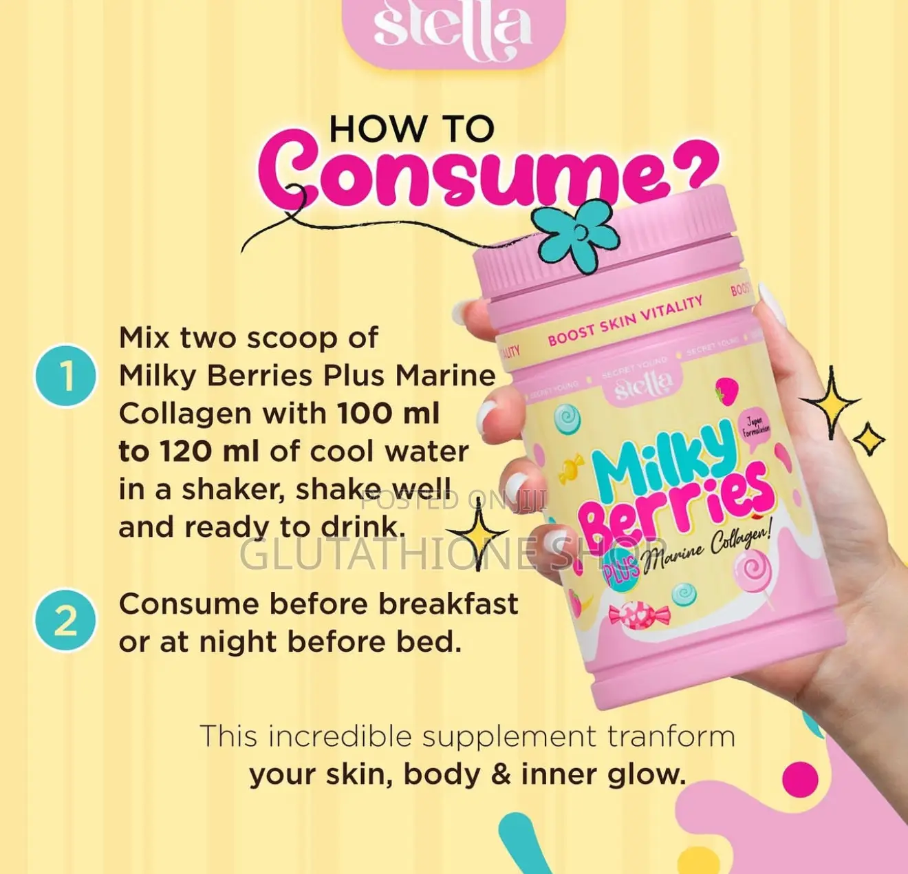 Stella Milky Berries Skin Whitening Glowing Supplement
