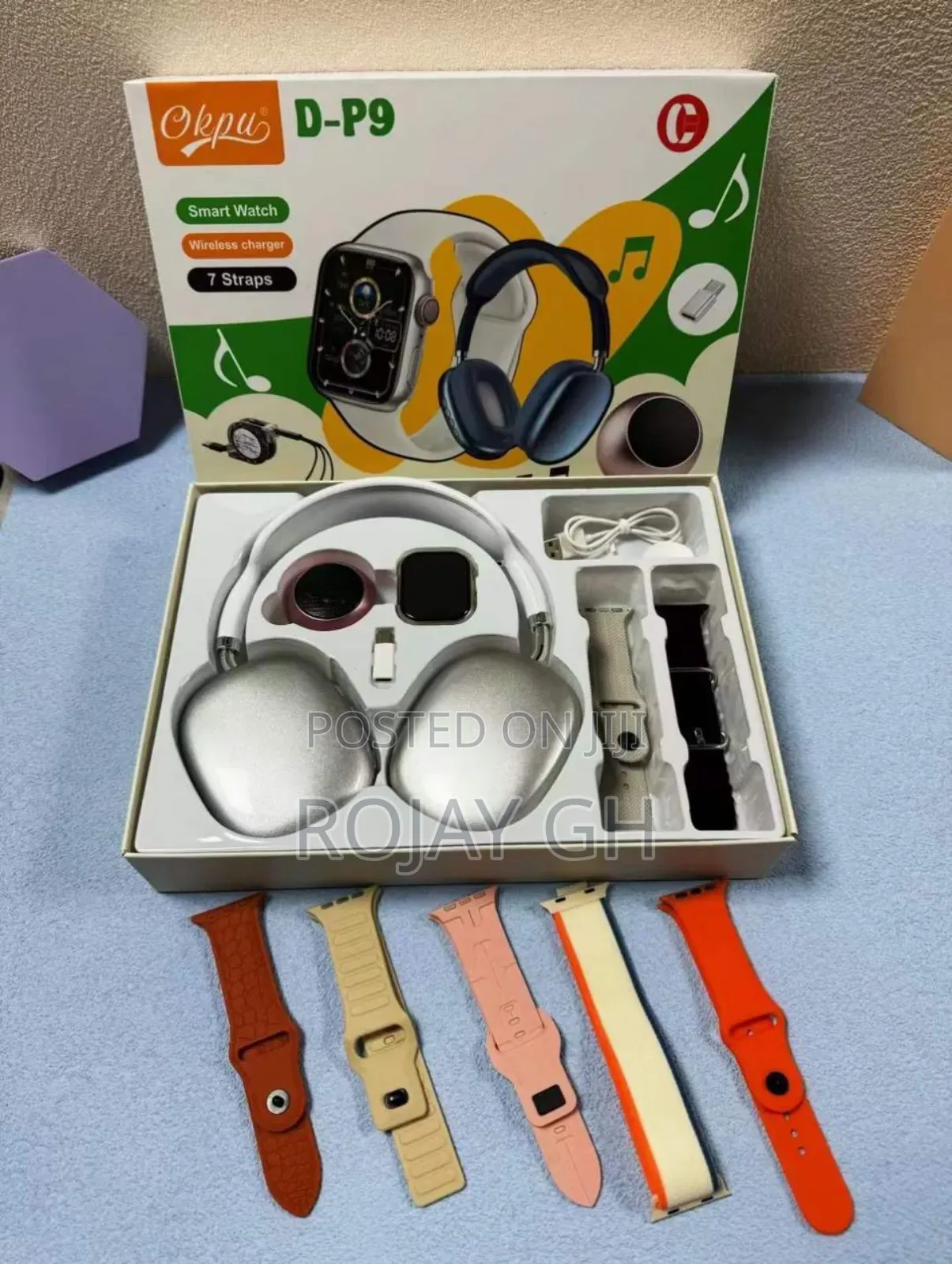 D P9 Smartwatch Combo With Mini Bt Speaker Airpod - Silver