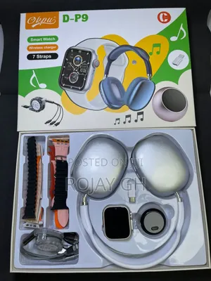 D P9 Smartwatch Combo With Mini Bt Speaker Airpod - Silver