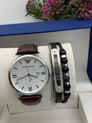 Emporio Armani Leather Watch With Bracelet