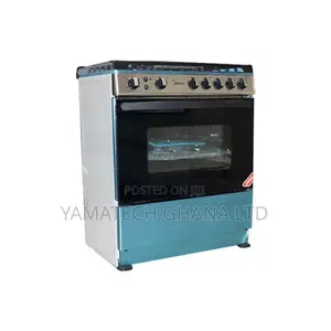 Midea Gas Cooker 5 Burner 75 X 60 Cm Stainless Oven + Grill