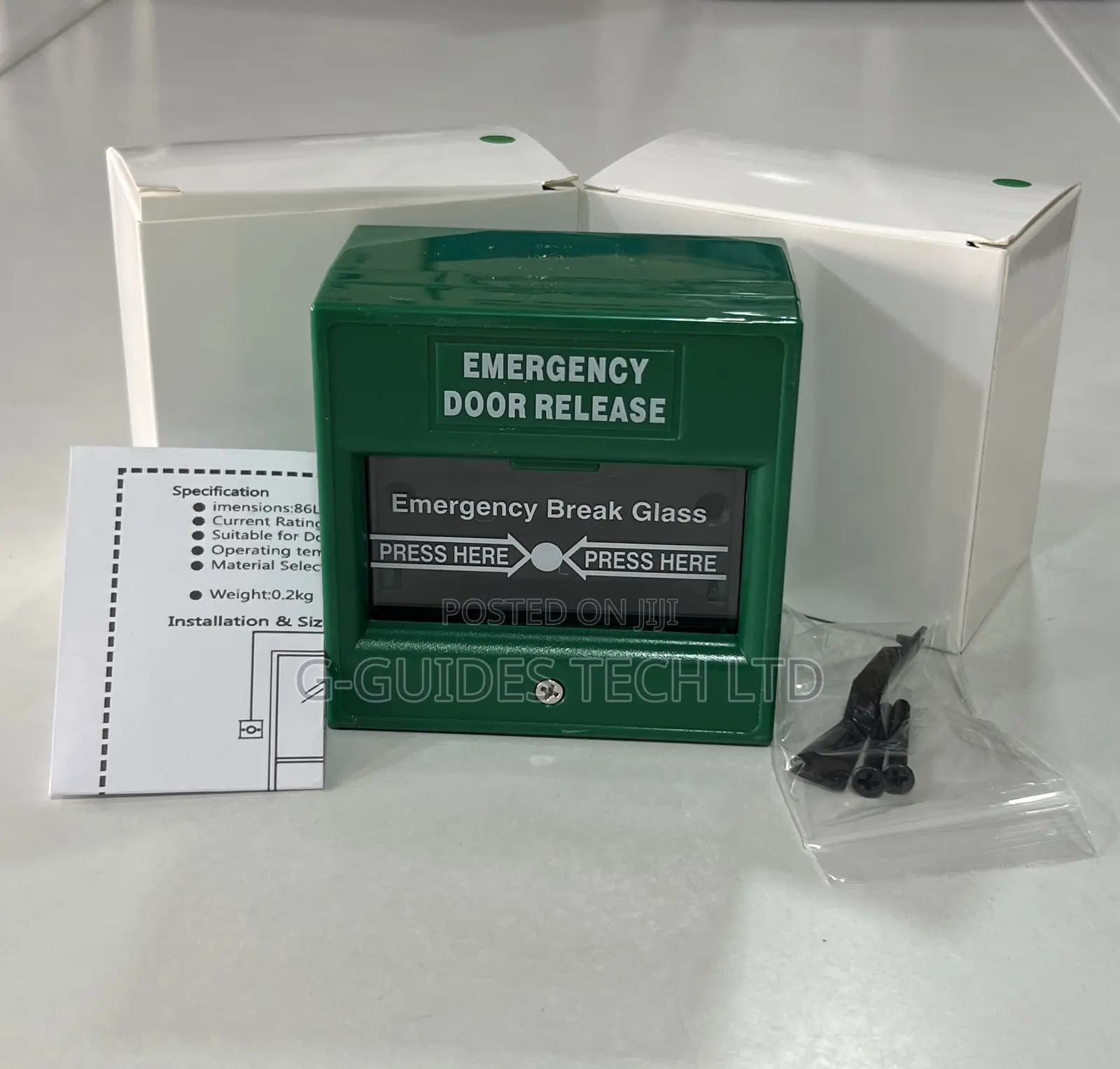 Emergency Door Release Green or Emergency Break Glass Green