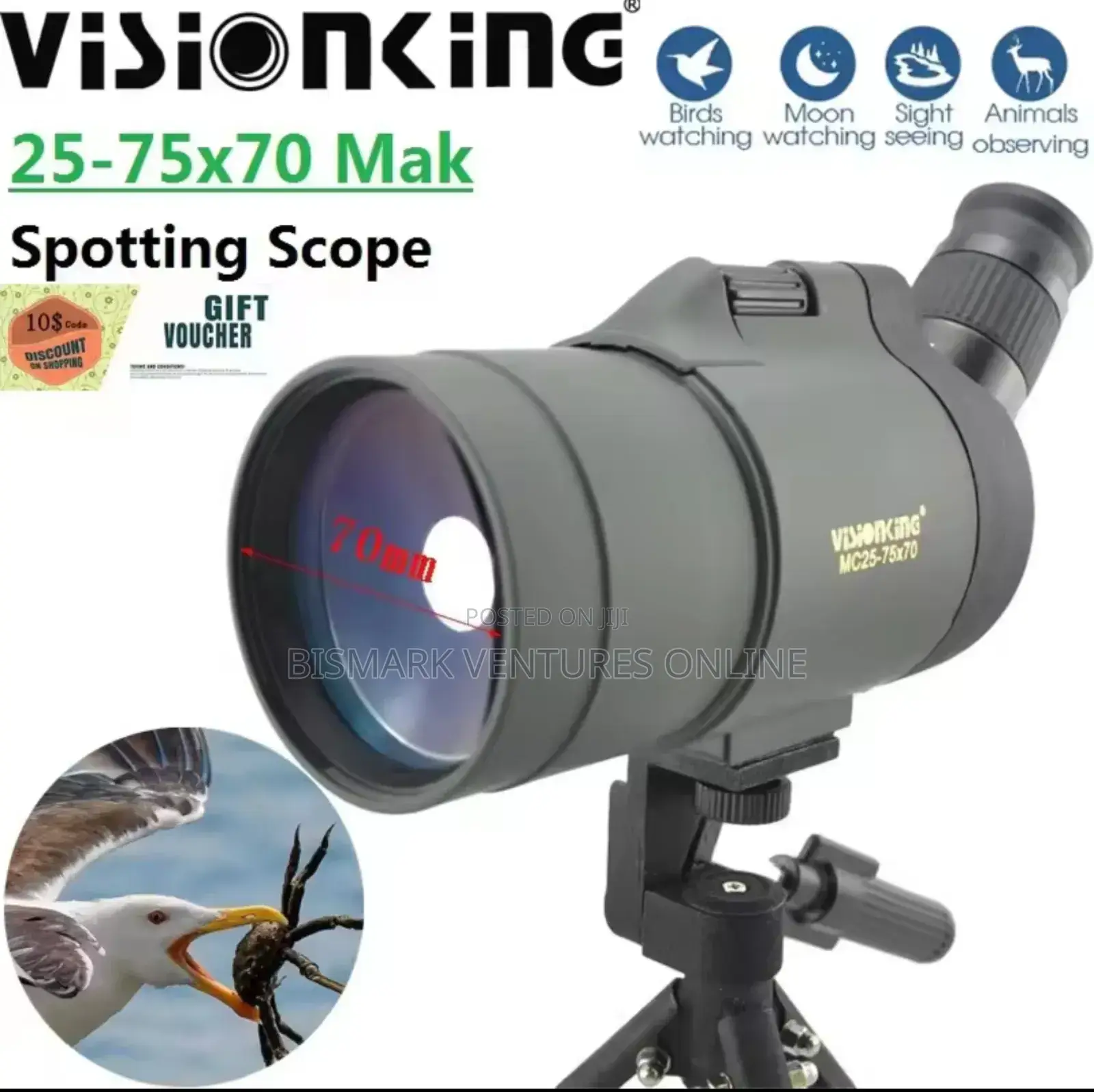 Svbony 25-75 X 70 Mak Telescope Monocular Bak4 Prism.
