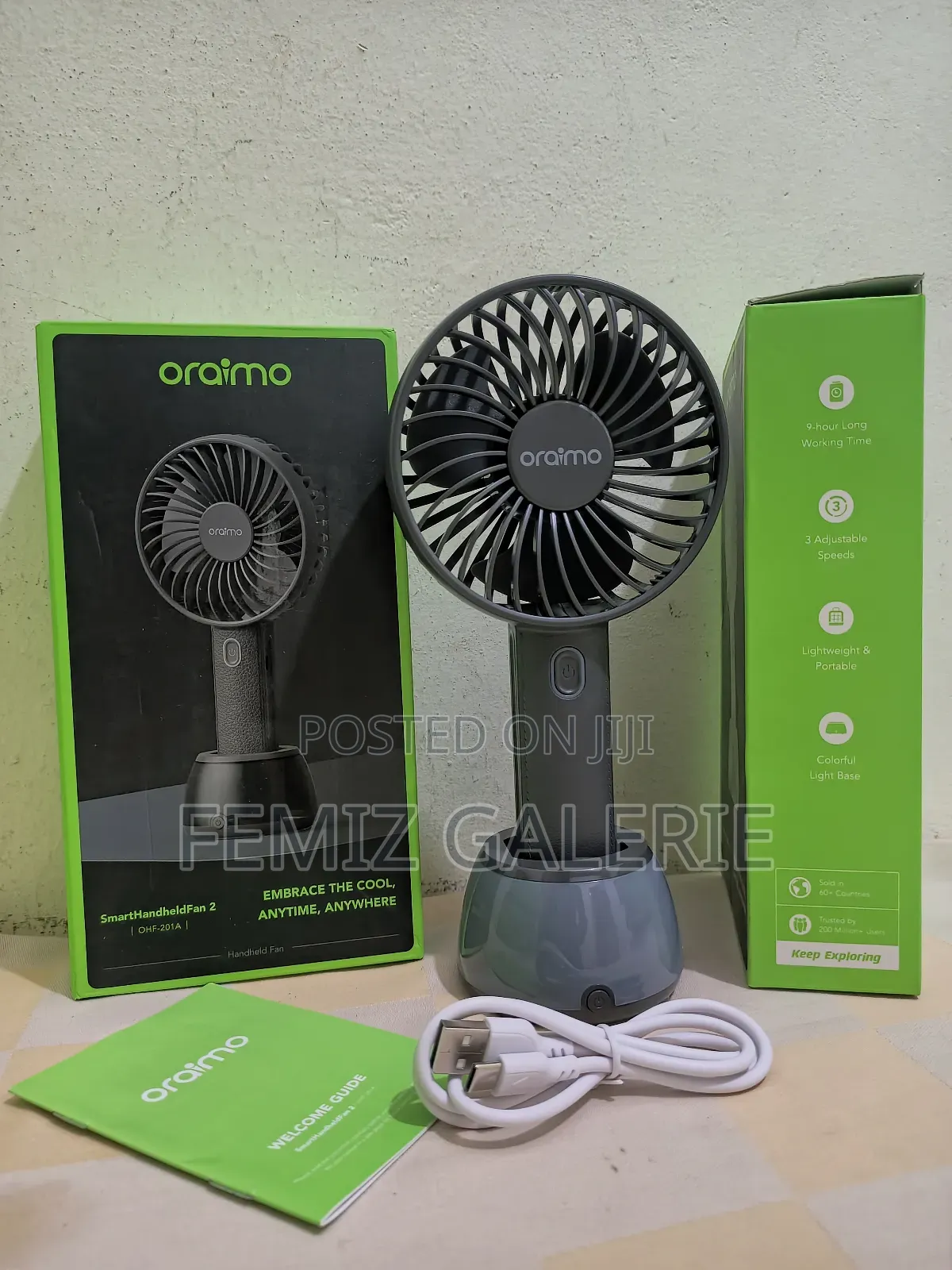 Oraimo Smart Handheld Fan With Light Base