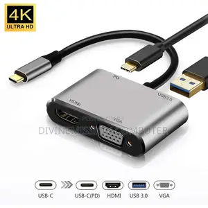 Type C Hub 4 In1 Hdmi,VGA,USB,TYPE C. Support