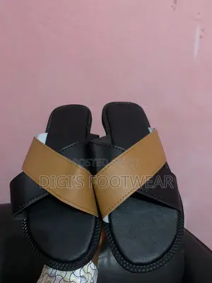 Half Brown Half Black Leather Crossed Slippers