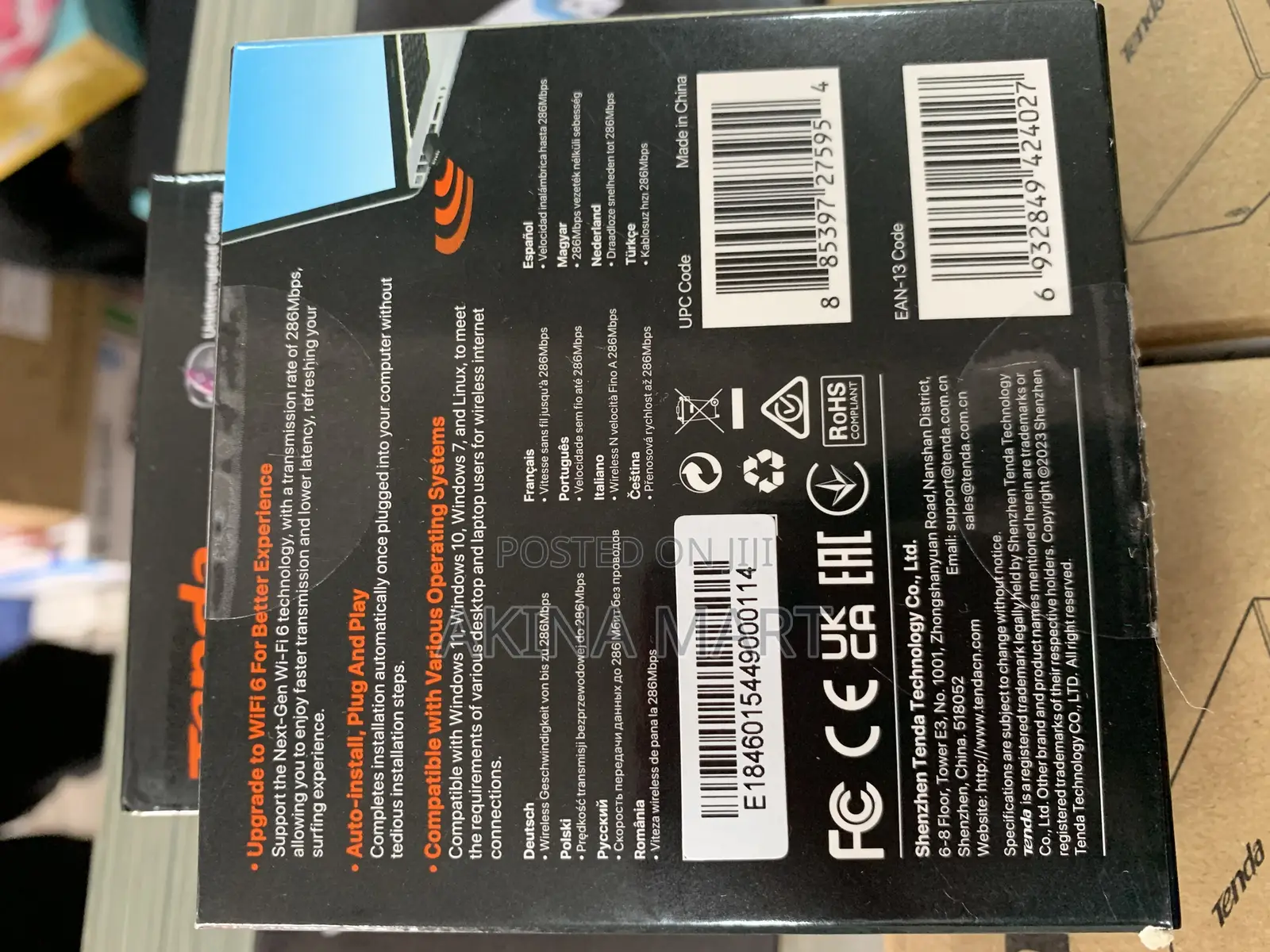 Tenda Nano Usb Wireless Adapter Ax300 Wi-Fi 6
