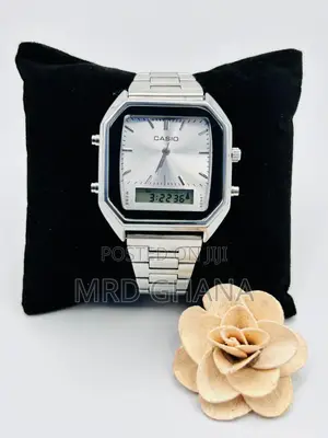 Silver Casio Analog and Digital Watch