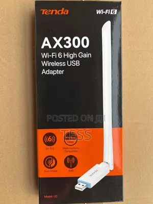 Tenda U2 Wi-Fi6 USB Adapter Receiver AX300 6dbi