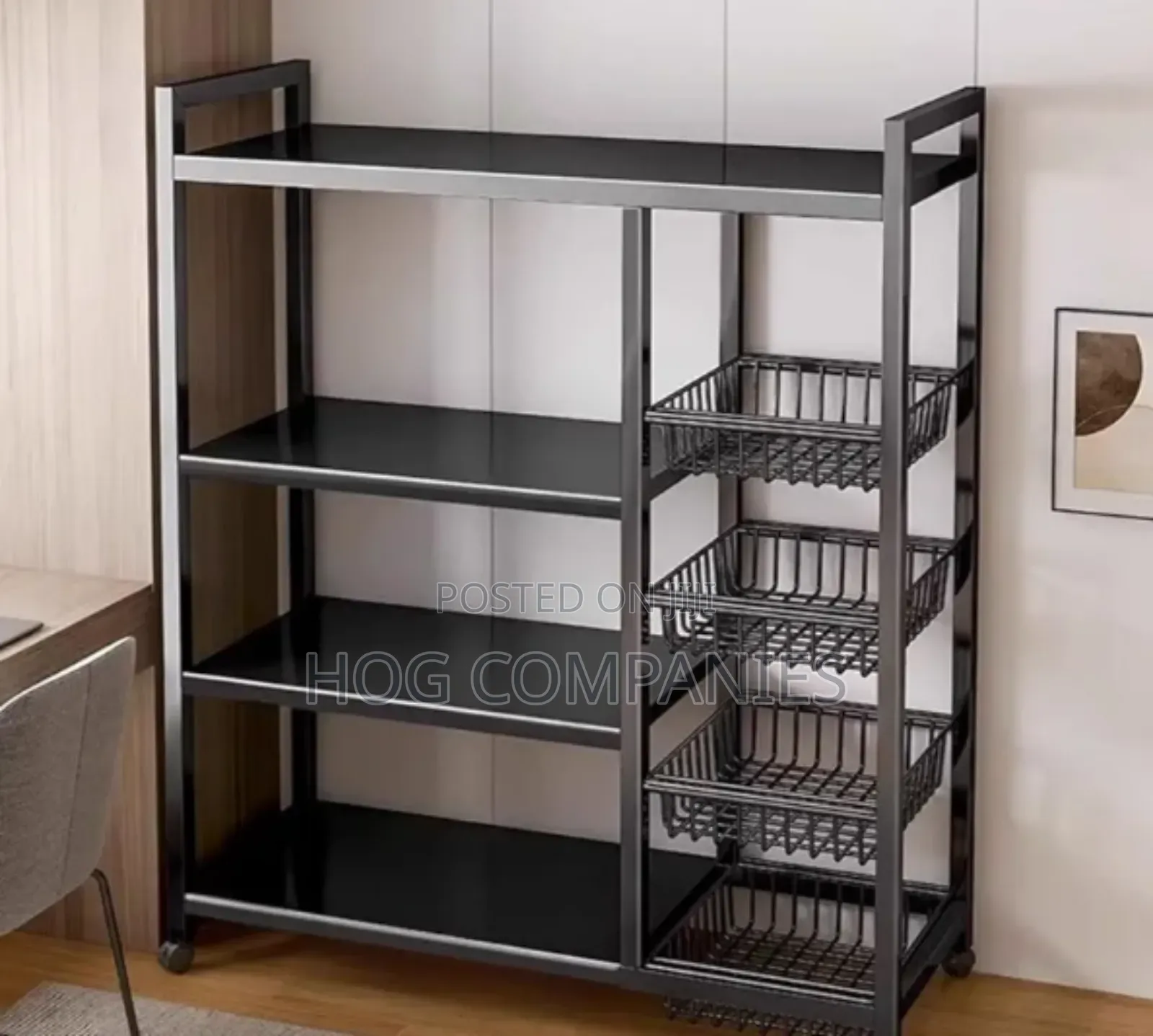 Heavy Duty 4-Tier Metal Storage Rack With Wheels- Fast Delivery 2hours