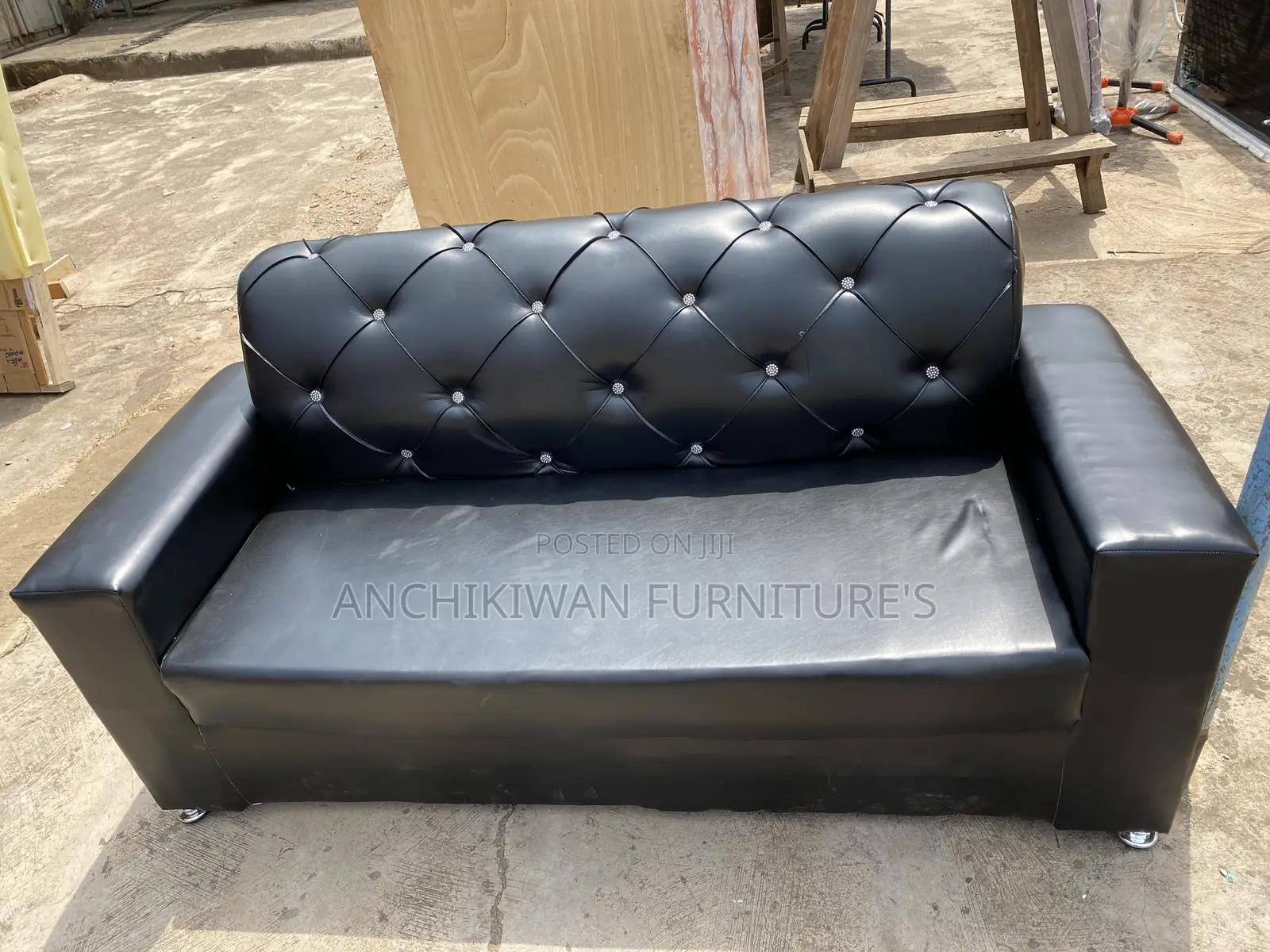 3 in 1 Sofa Leather Black/Fabric Black (Delivery Before Payment)