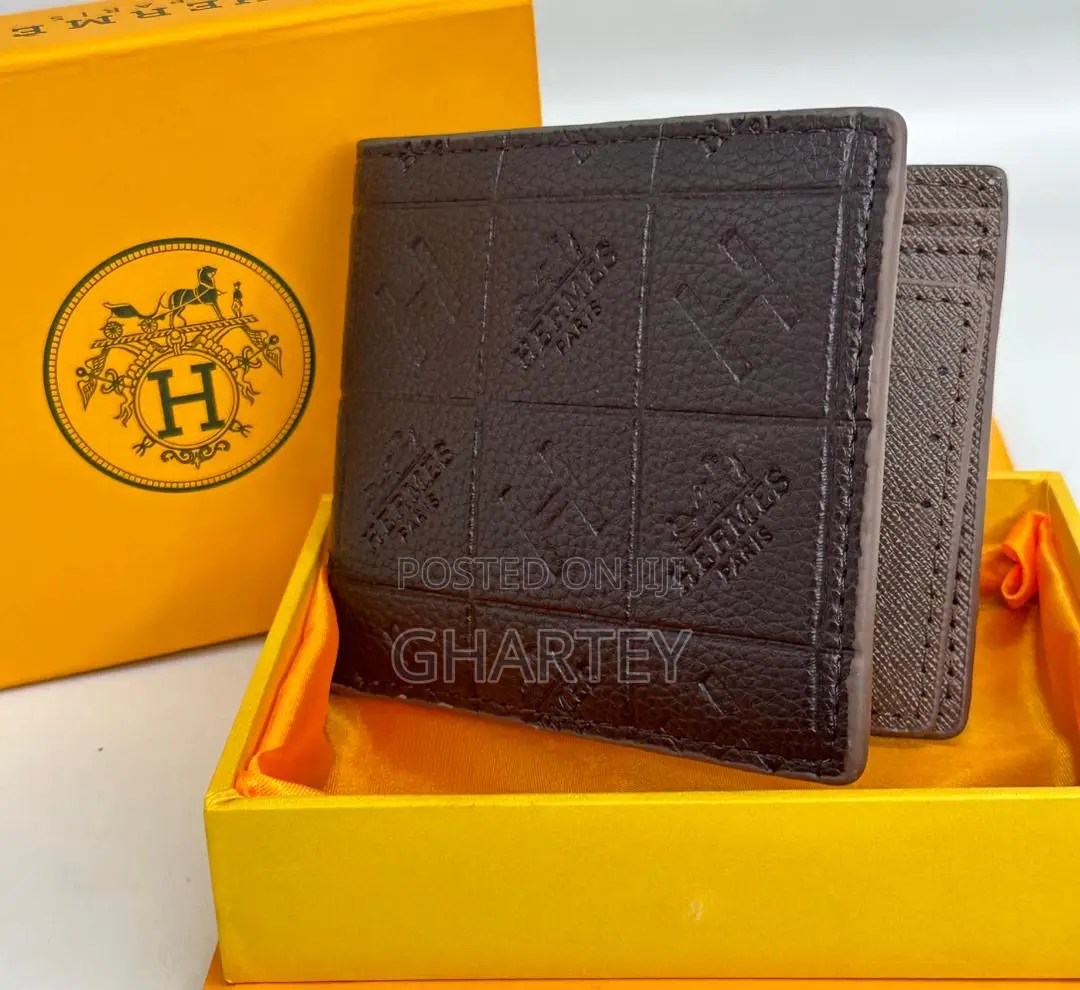 Hermes Genuine Quality Leather Men’S Wallet Brown Black