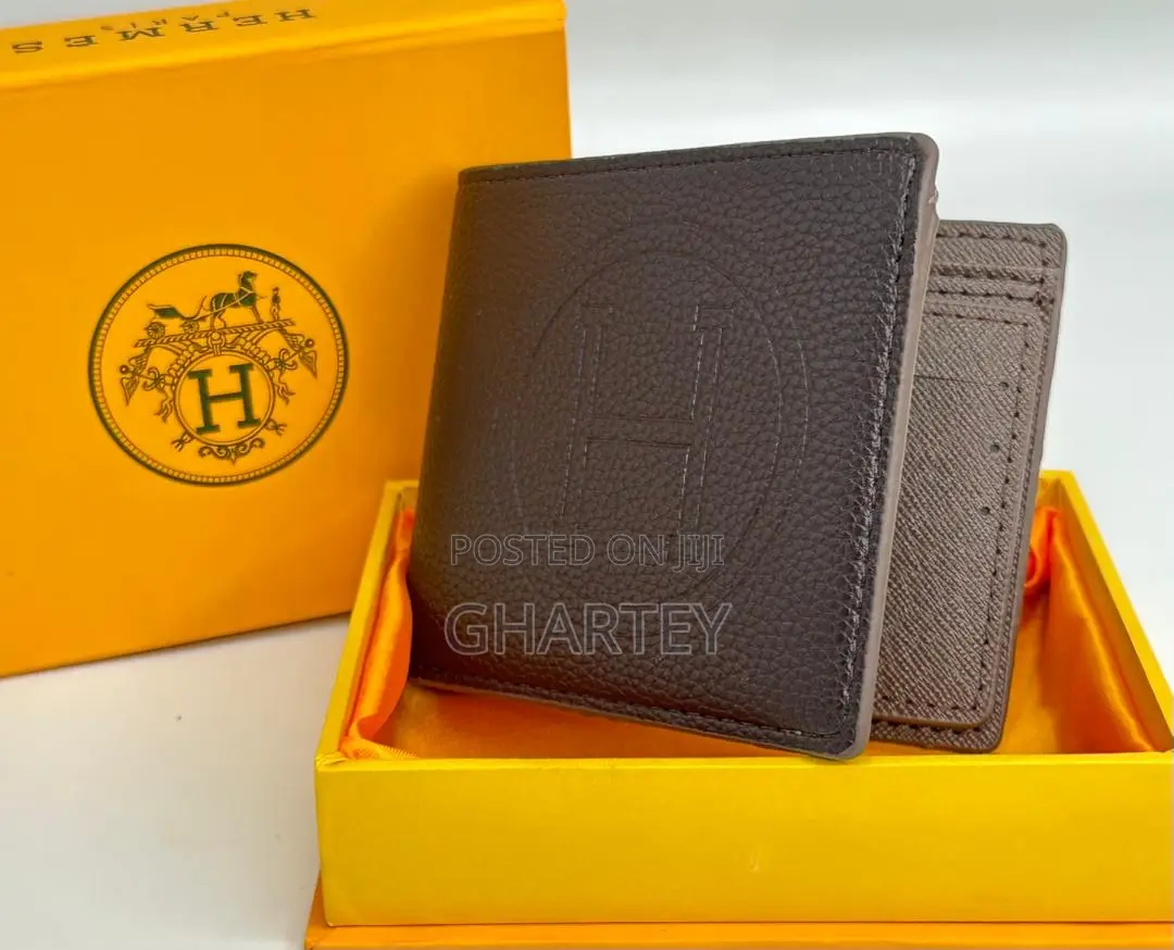 Hermes Genuine Quality Leather Men’S Wallet Brown Black