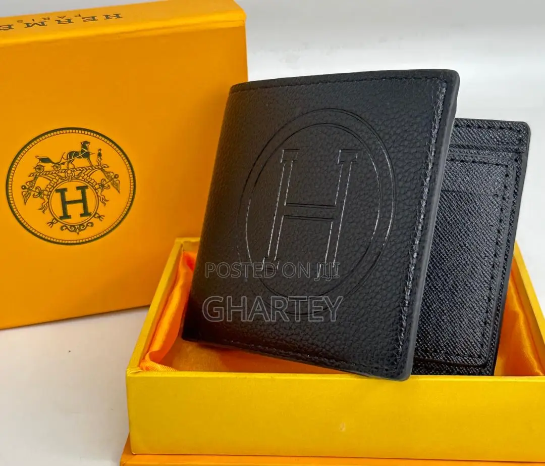 Hermes Genuine Quality Leather Men’S Wallet Brown Black