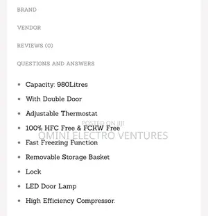 Brand New Novo 980 Liters Chest Freezer