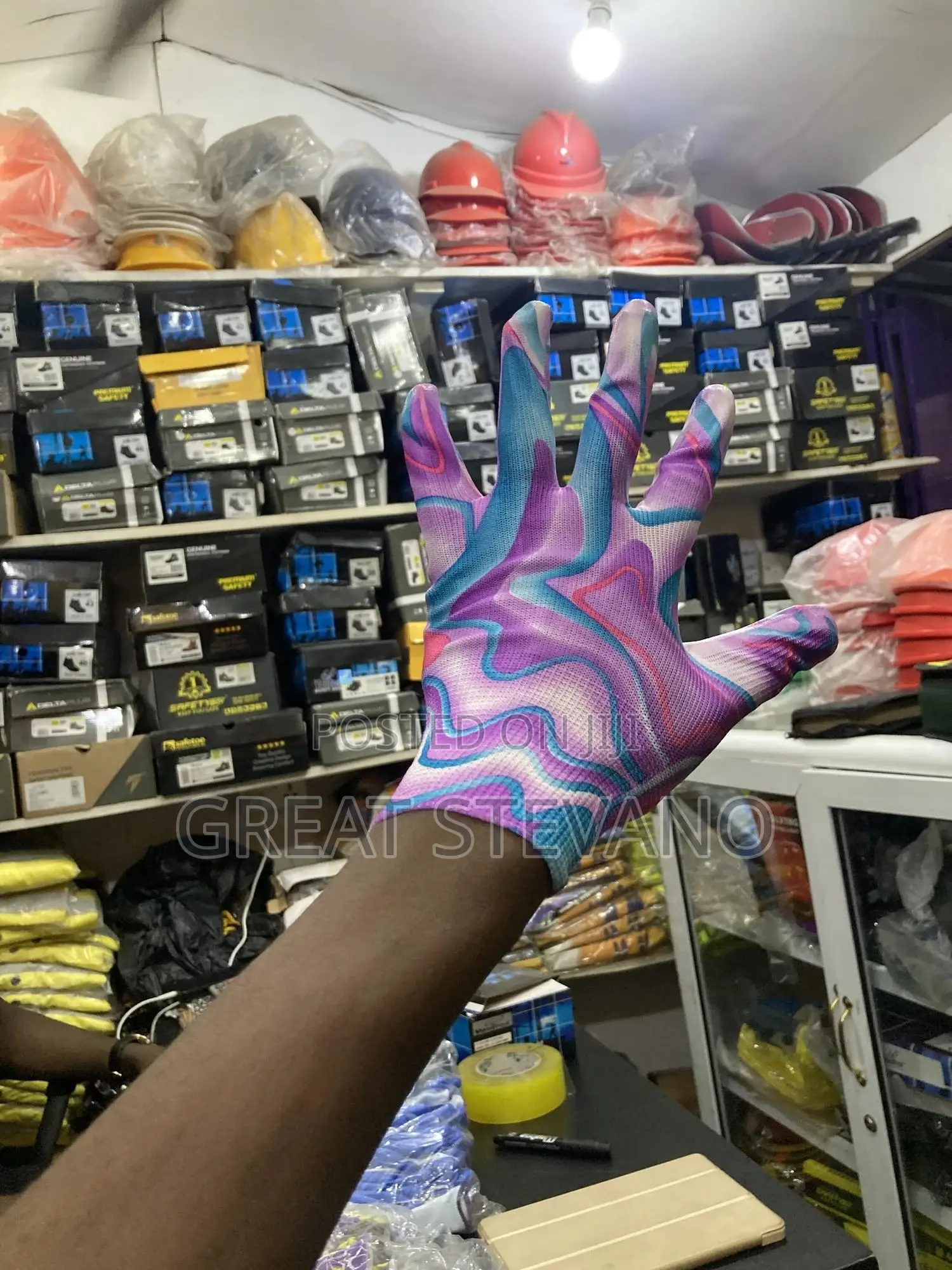 Safety Hand Gloves/ Film Grip (12pcs In A Pack)