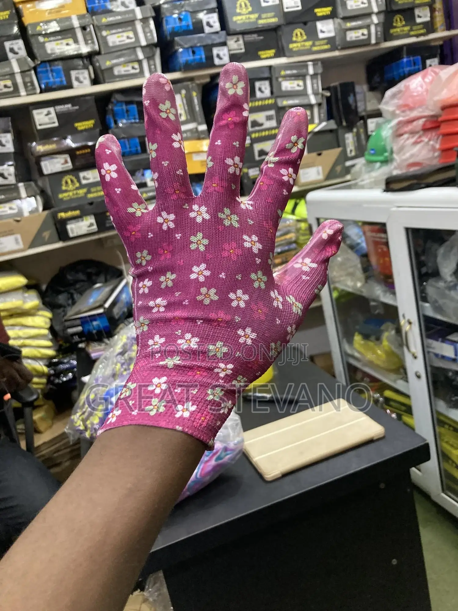 Safety Hand Gloves/Film Grip (12pcs In A Pack)