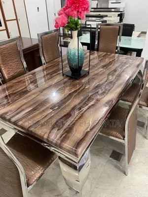 Marble Dining Table With 6 Sitting Chairs