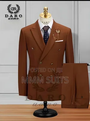 2-Piece Men Double-Breasted Turkish Suit Brown