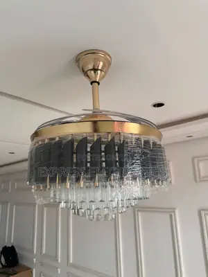 Cascading Basket Crystal Chandelier Fan Light