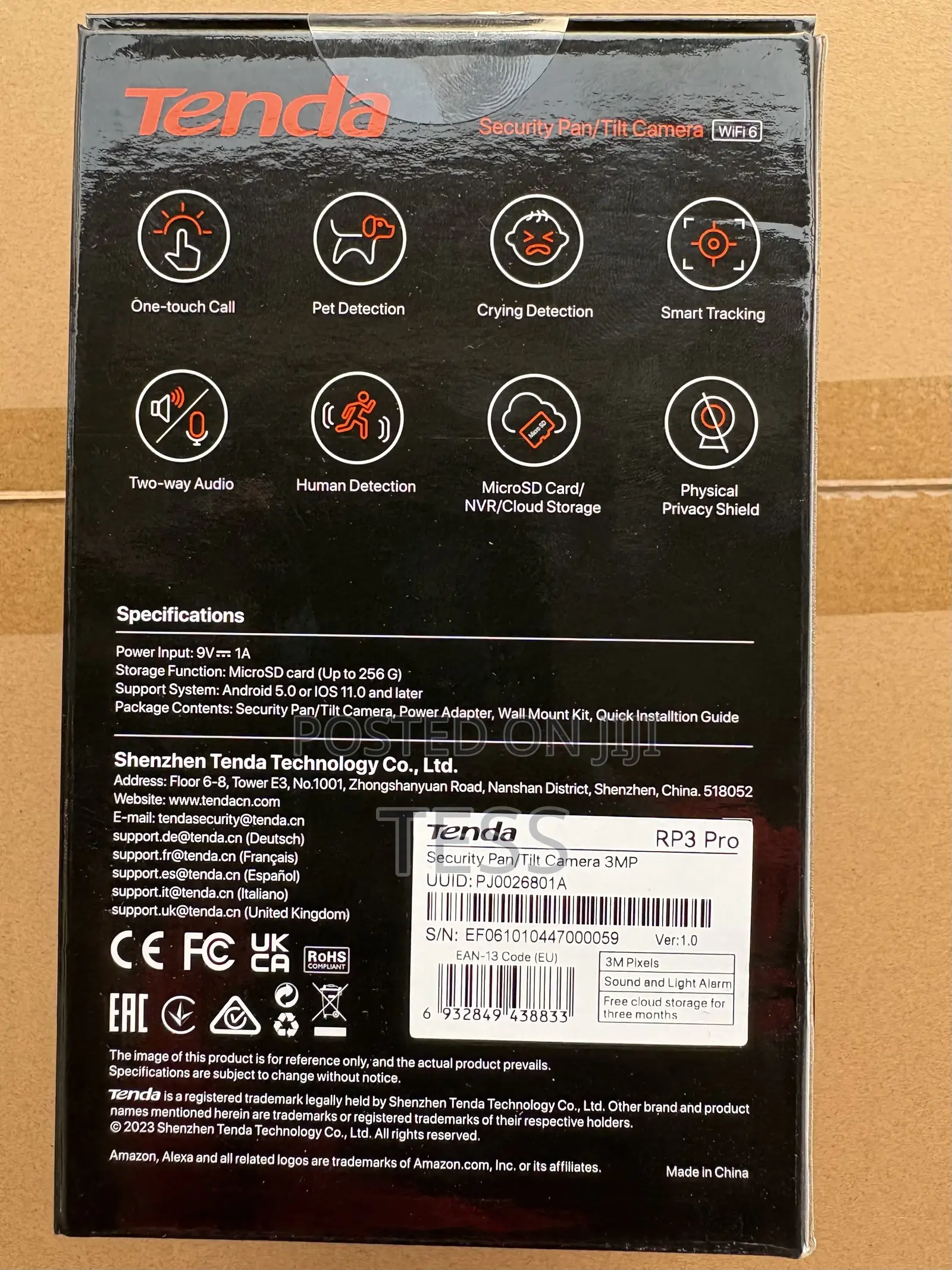 Tenda Wifi Camera 3MP RP3 Pro V1.1 Security Pan/Tilt
