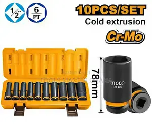 10 Pcs 1/2" Deep Impact Socket Set - Hkissd12102l