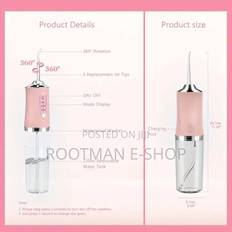 Cordless Dental Water Flosser. 3 Modes