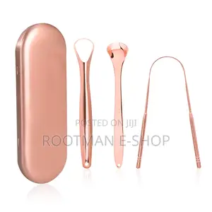 Tongue Scraper Set Flexible Rose Gold Stainless Stee