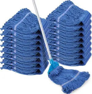 Industrial Cotton Wet Mop With Long Handle, Blue