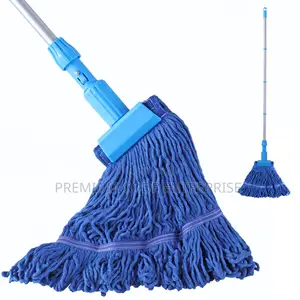 Industrial Cotton Wet Mop With Long Handle, Blue