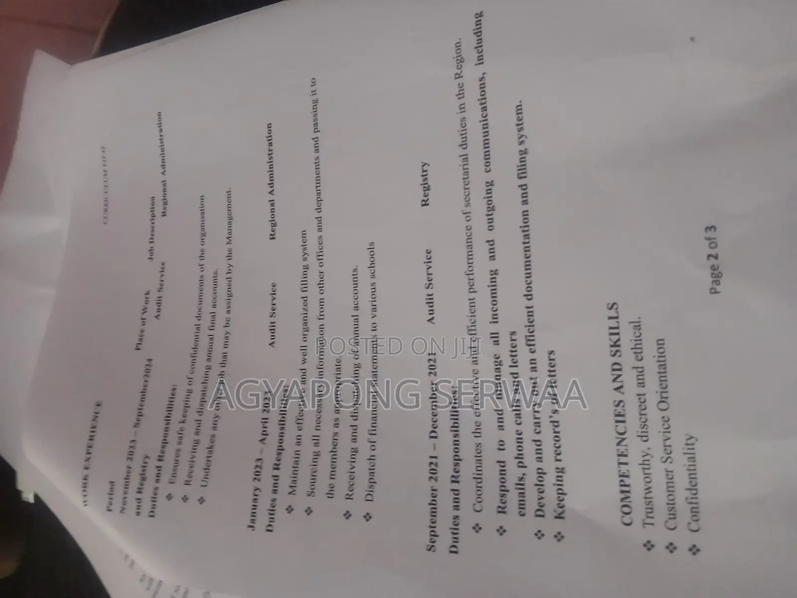 Clerical Administrative CV