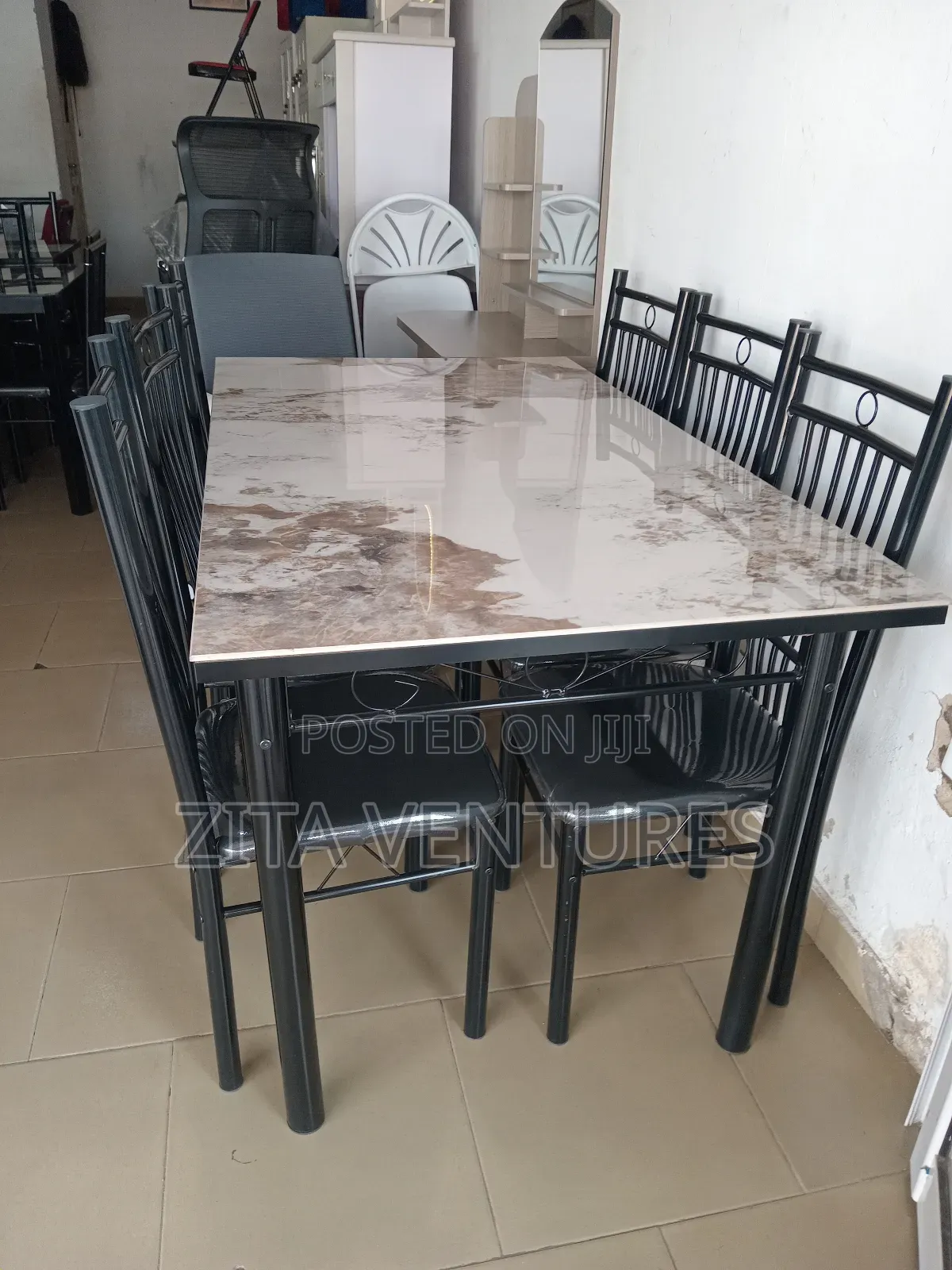 Ceramic Table With Six Dining Chairs