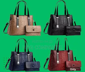 Women's Legant Pu Leather Set Black Bag With Purse Bag