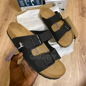 Black Leather Fashion Casual Sandals