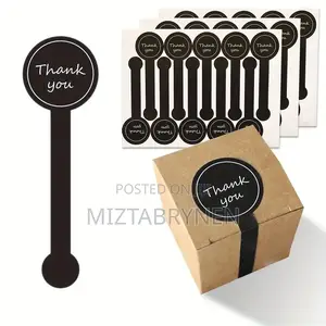 100 Thank You Packaging Seal Stickers - Black