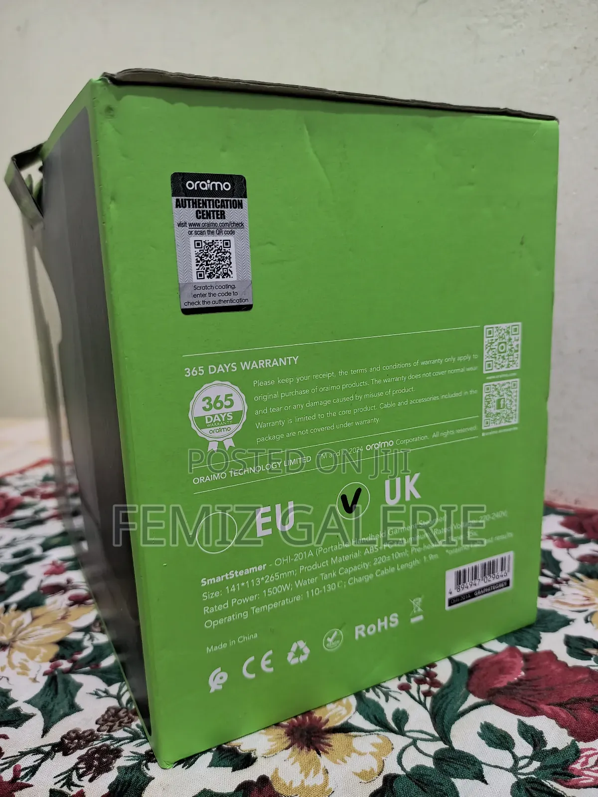 Oraimo Smart Steamer 1500w Handheld Garment Steamer