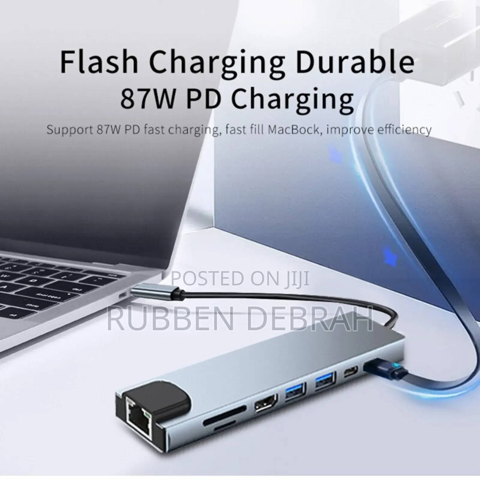 Type C Usb 8 in 1 3 1 to Hdmi Hub Adapter With Sd Tf Rj45