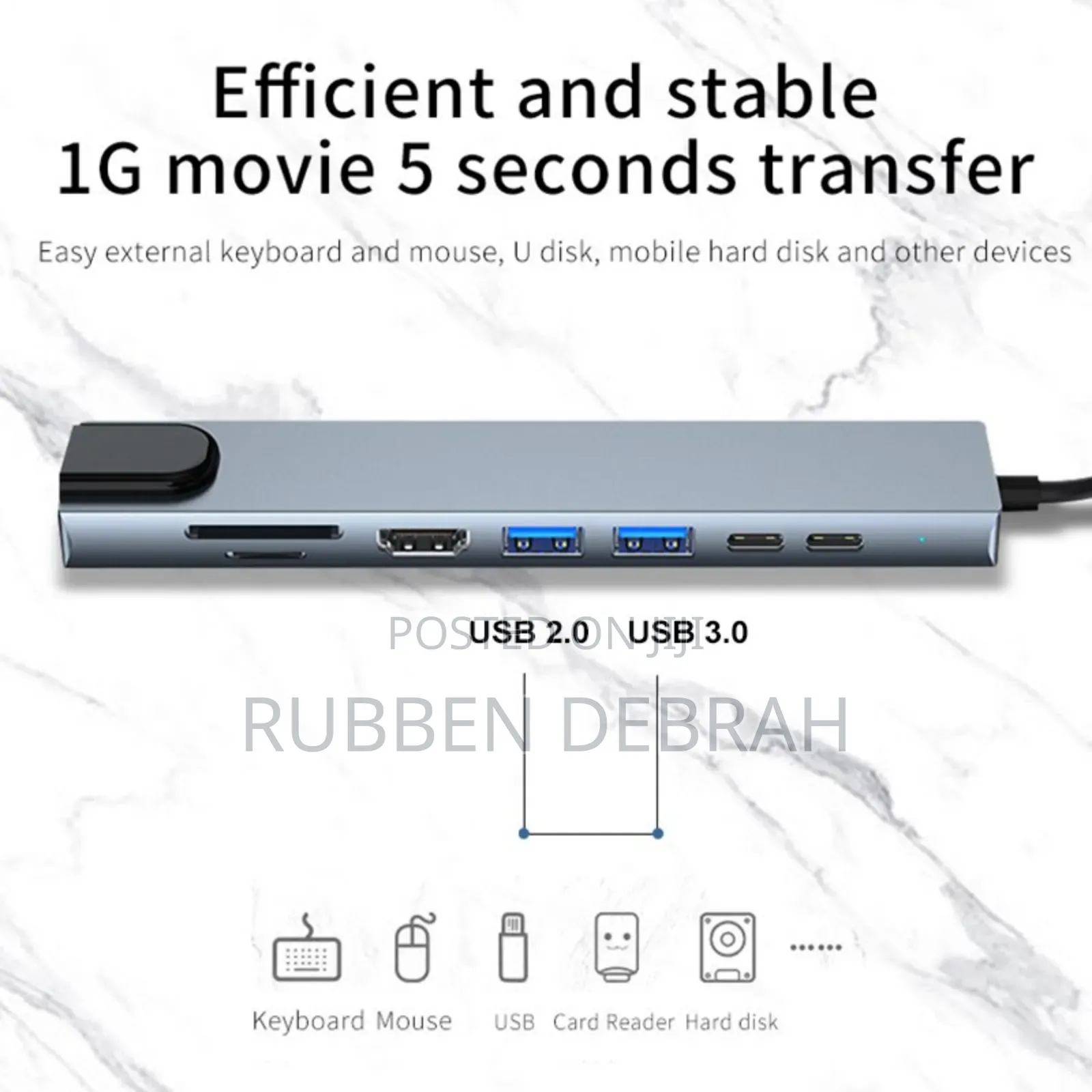 Type C Usb 8 in 1 3 1 to Hdmi Hub Adapter With Sd Tf Rj45