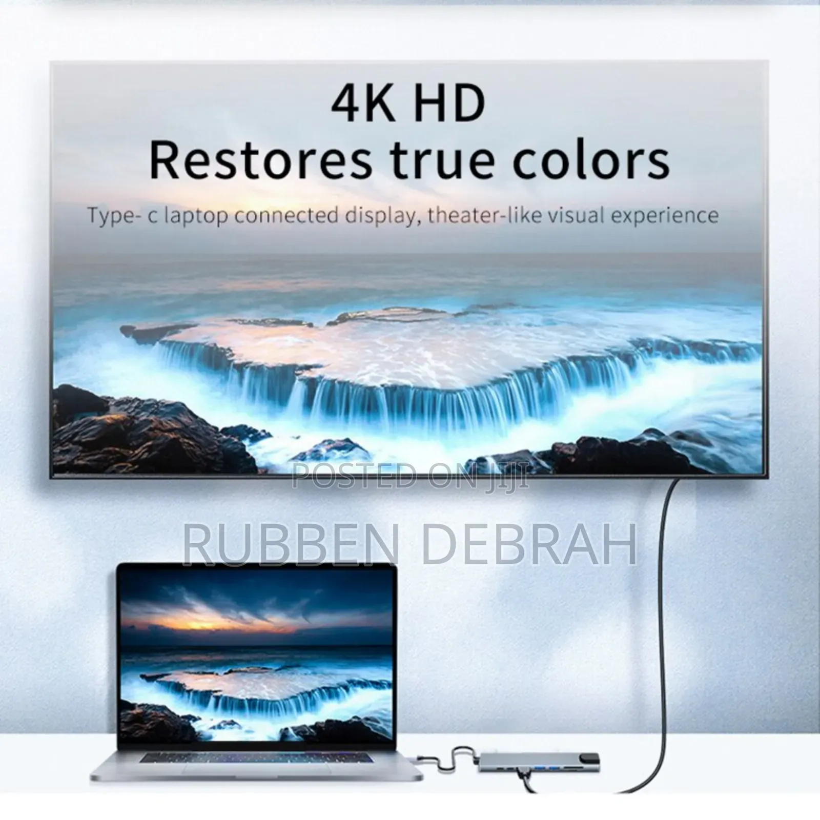 Type C Usb 8 in 1 3 1 to Hdmi Hub Adapter With Sd Tf Rj45