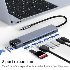 Type C Usb 8 in 1 3 1 to Hdmi Hub Adapter With Sd Tf Rj45
