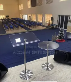 Acrylic Arc Pulpit Podium Stand With Side Table Ahb548xc
