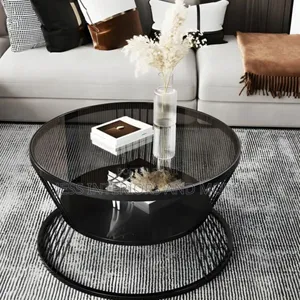 Center Table With Tempered Glass Top(Black)